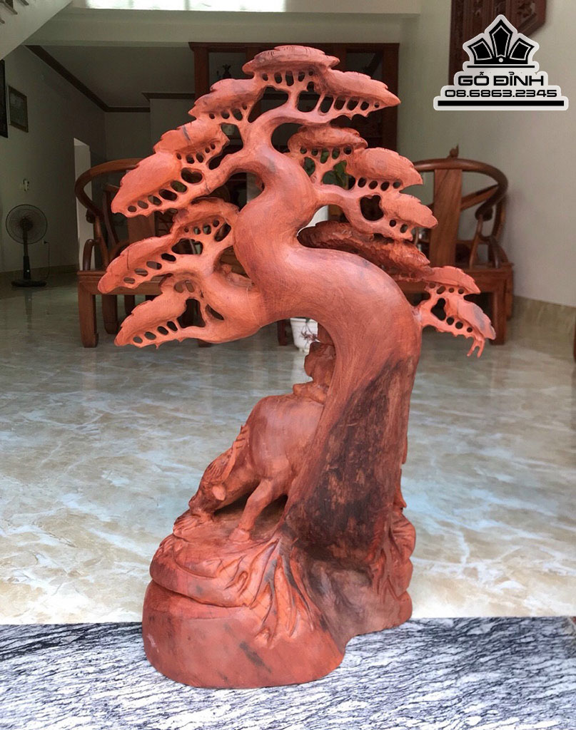 Tượng Tiểu Đồng Chăn Trâu Gỗ Hương Việt Cao 67 Ngang 42 Sâu 25 (cm) 2