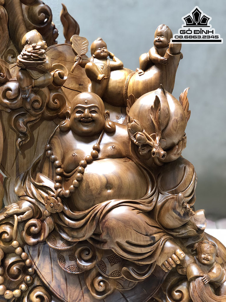 Tượng Phật Di Lặc Ngũ Phúc Gỗ Ngọc Am Cao 60 Ngang 52 Sâu 36 (cm) 0