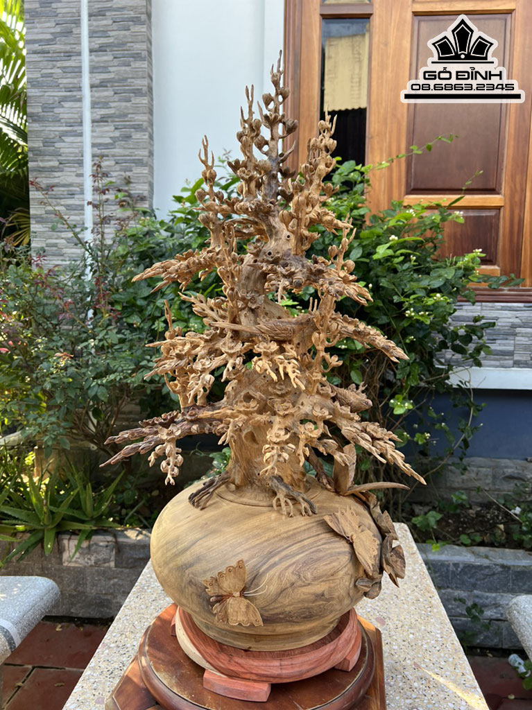 Bình Mai Điểu Gỗ Bách Xanh Cao 83 Đường Kính Bình 36 (cm) 0