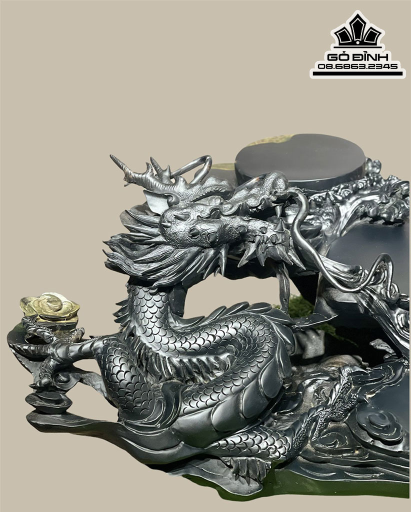 Khay Trà Rồng Gỗ Mun Sừng Cao 22 Ngang 85 Sâu 38 (cm) 5