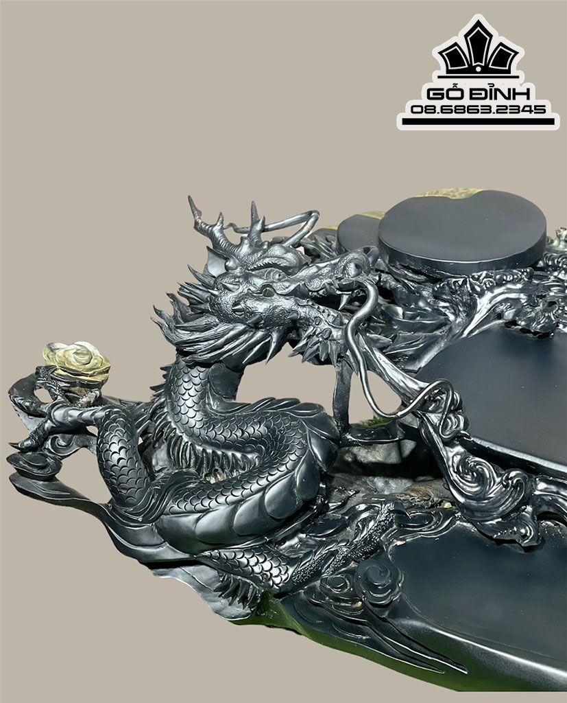 Khay Trà Rồng Gỗ Mun Sừng Cao 22 Ngang 85 Sâu 38 (cm) 7