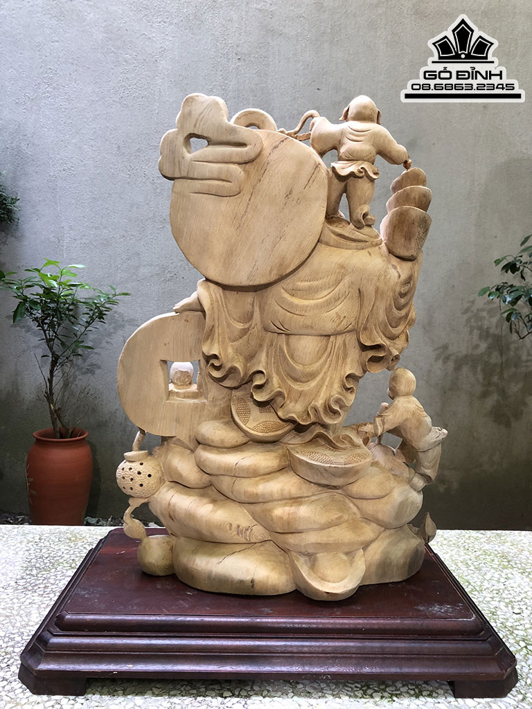 Tượng Phật Di Lặc Tam Phúc Gỗ Ngọc Am Cao 55 Ngang 40 Sâu 20 (cm) 0