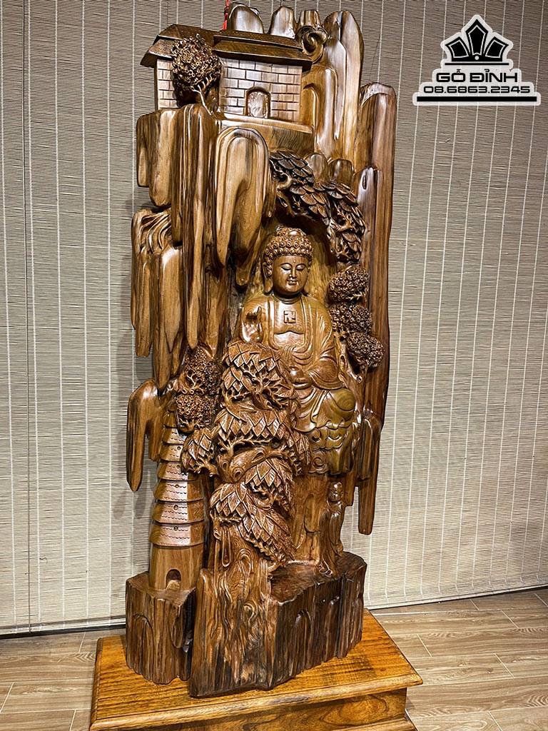 Tượng Phật A Di Đà Gỗ Ngọc Am Cao 115 Ngang 50 Sâu 22 (cm) 0