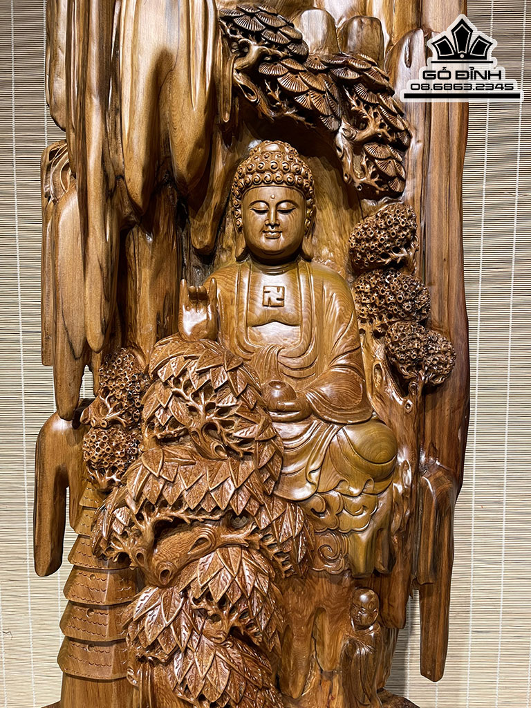 Tượng Phật A Di Đà Gỗ Ngọc Am Cao 115 Ngang 50 Sâu 22 (cm) 1