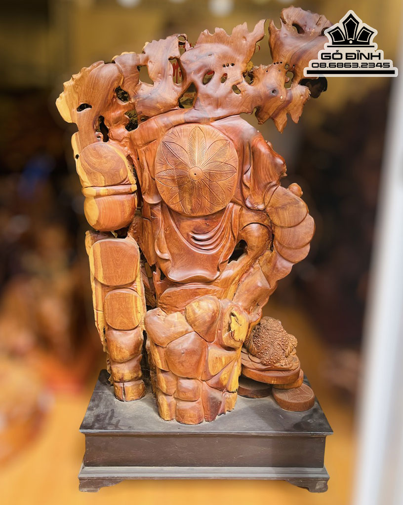 Tượng Phật Di Lặc Cửu Phúc Gỗ Hương Việt Cao 120 Ngang 75 Sâu 40 Cả Kỷ 140 (cm) 0