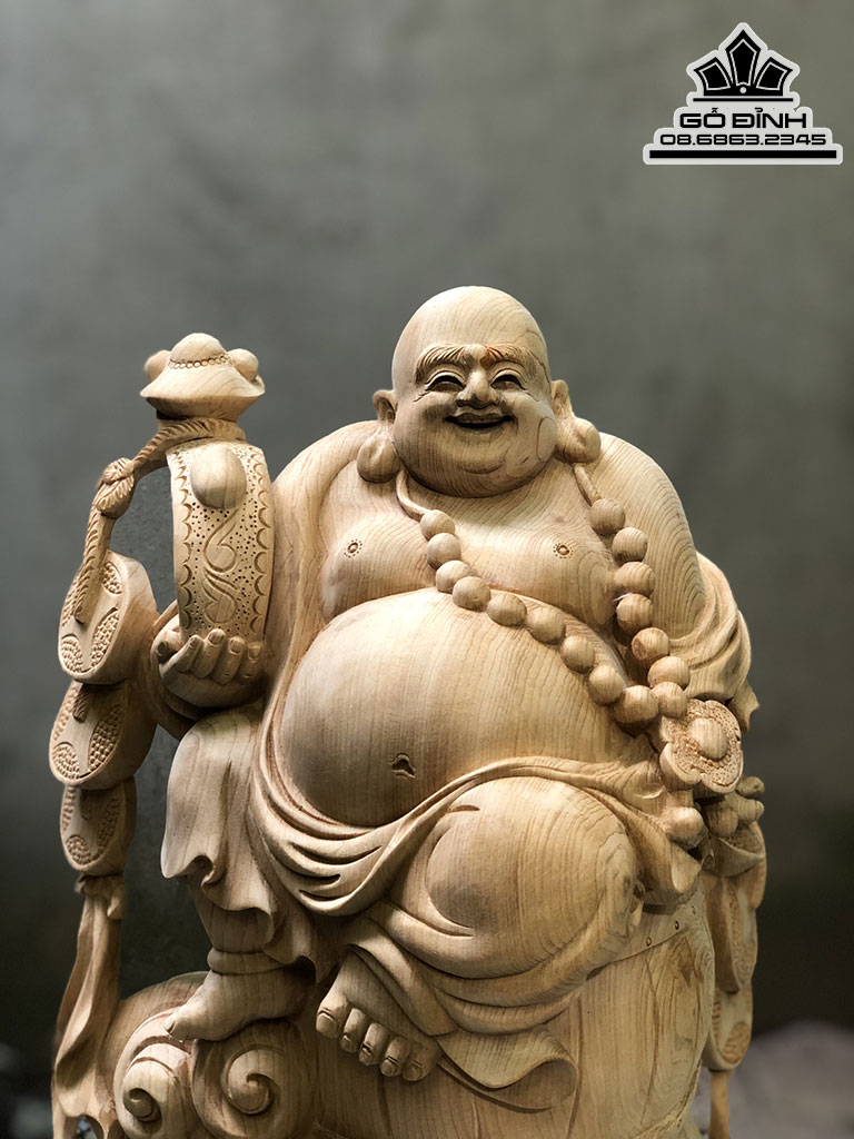 Tượng Phật Di Lặc Ngồi Bao Tiền Gỗ Ngọc Am Cao 47 Ngang 40 Sâu 23 (cm) 2