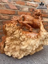 Tượng Kỳ Lân Phun Lửa Gỗ Nu Hương Nguyên Khối Cao 40 Ngang 40 Sâu 16 (cm) 2