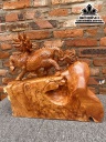 Tượng Kỳ Lân Phun Lửa Gỗ Nu Hương Nguyên Khối Cao 40 Ngang 40 Sâu 16 (cm) 5