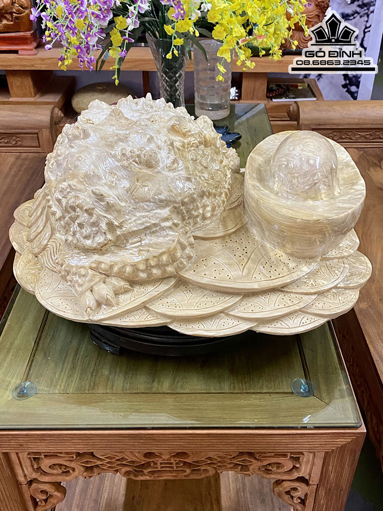 Tượng Cóc Chấn Tiền Gỗ Nu Nghiến Cao 25 Ngang 63 Sâu 55 (cm) 0