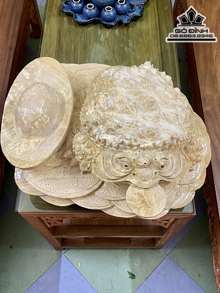 Tượng Cóc Chấn Tiền Gỗ Nu Nghiến Cao 25 Ngang 63 Sâu 55 (cm) 1