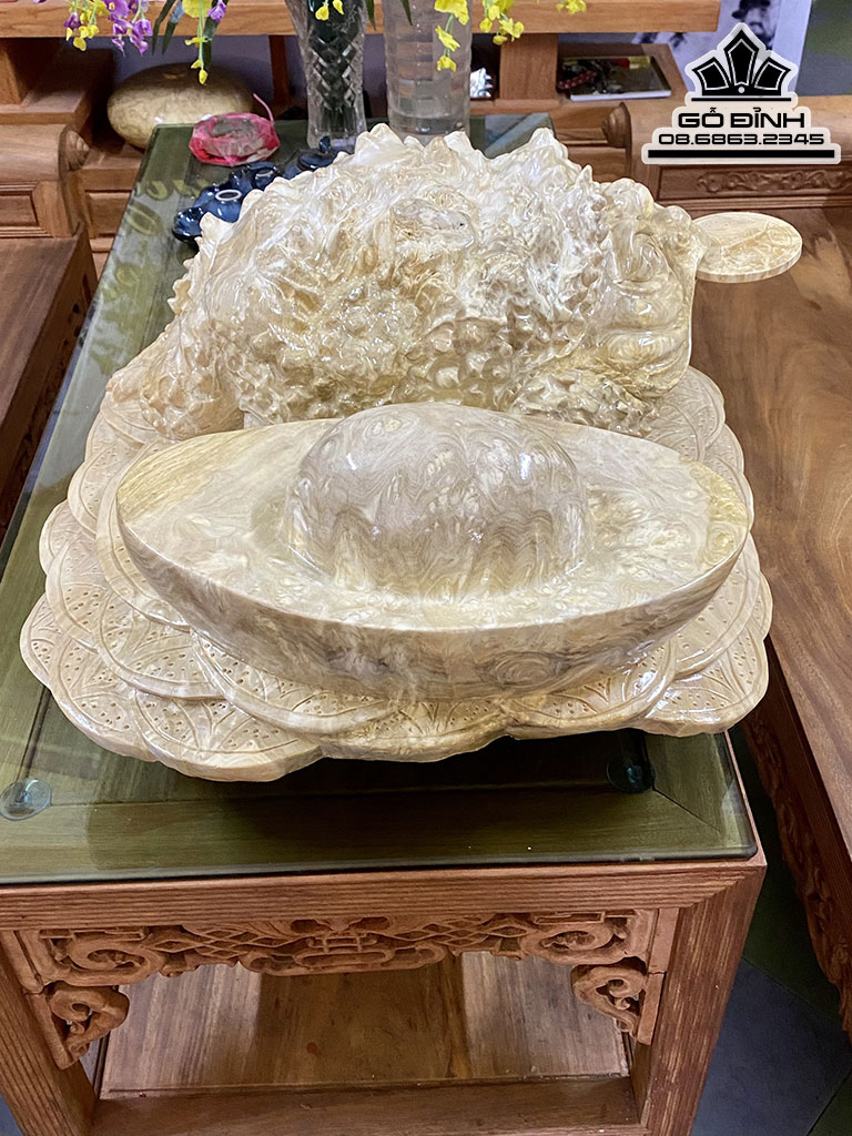 Tượng Cóc Chấn Tiền Gỗ Nu Nghiến Cao 25 Ngang 63 Sâu 55 (cm) 2