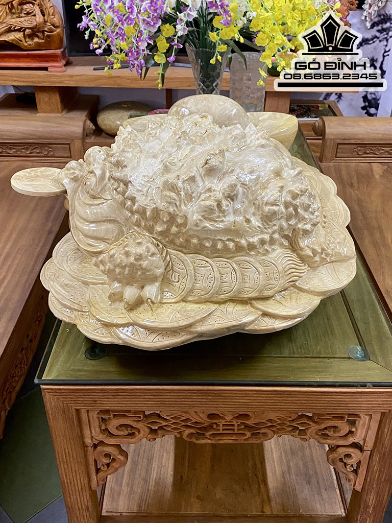 Tượng Cóc Chấn Tiền Gỗ Nu Nghiến Cao 25 Ngang 63 Sâu 55 (cm) 3