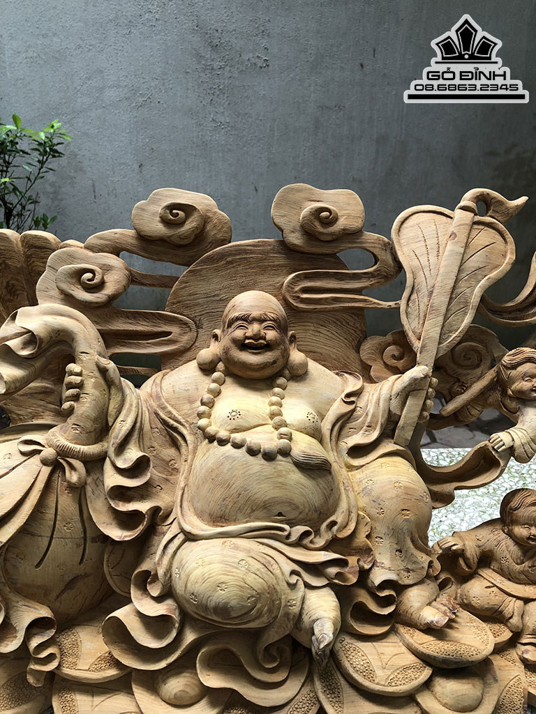 Tượng Di Lặc Ngũ Phúc Gỗ Ngọc Am Cao 36 Ngang 85 Sâu 20 (cm) 0