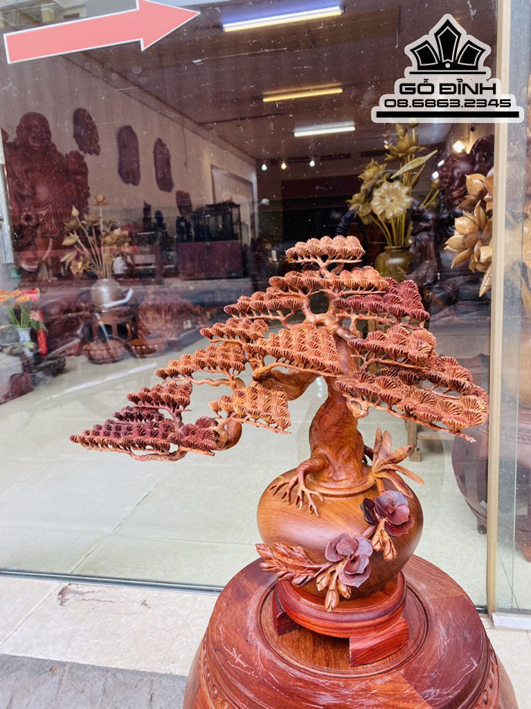 Bình Bonsai Gỗ Hương Việt Cao 45 Ngang 49 Sâu 22 (cm) 0