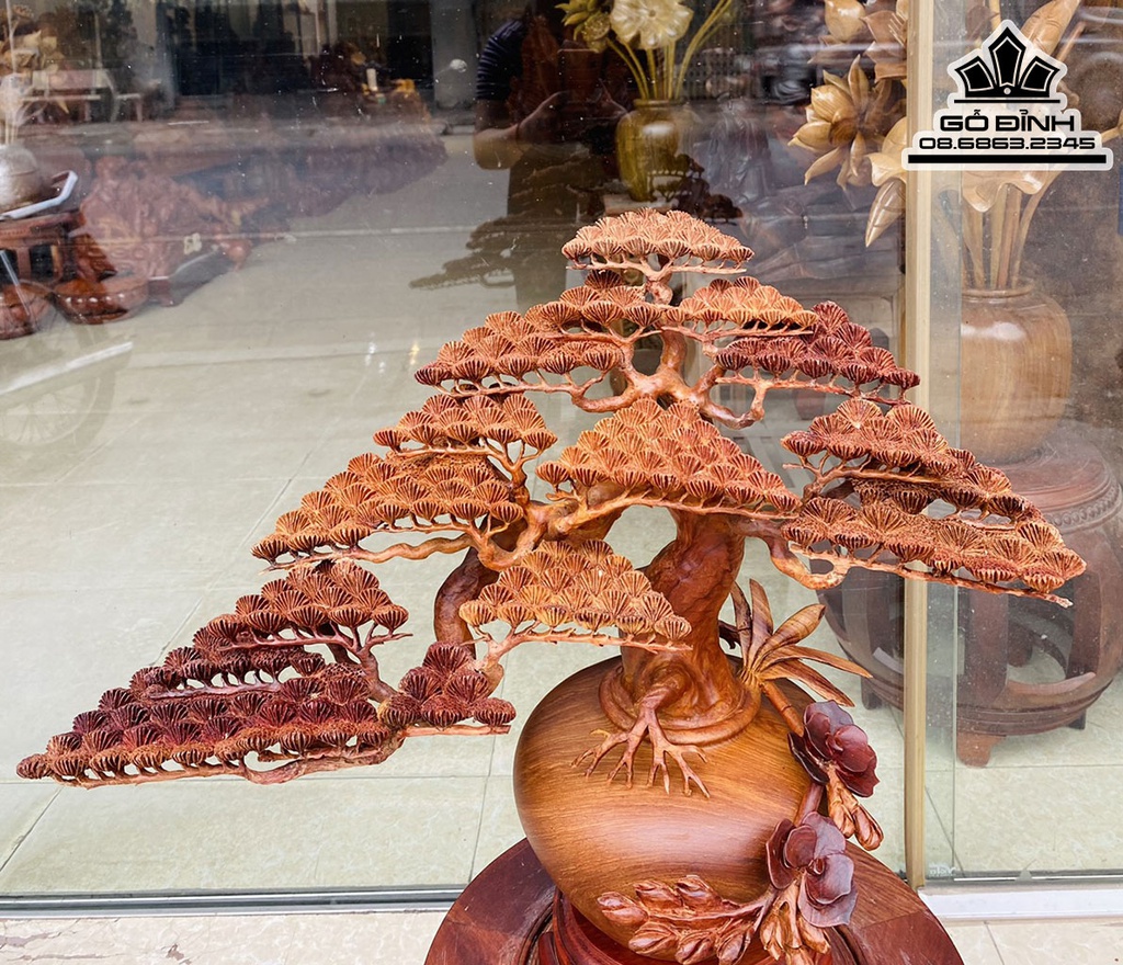 Bình Bonsai Gỗ Hương Việt Cao 45 Ngang 49 Sâu 22 (cm) 2