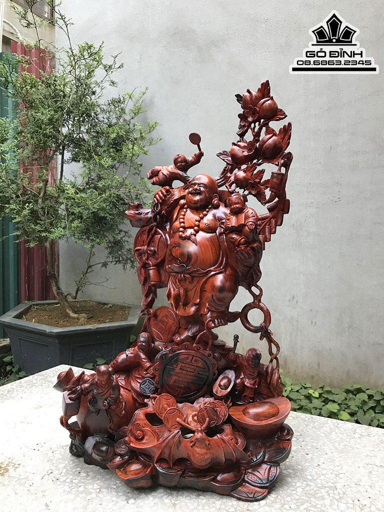 Tượng Di Lặc Ngũ Phúc Gỗ Trắc Cao 70 Ngang 40 Sâu 26 (cm) 0