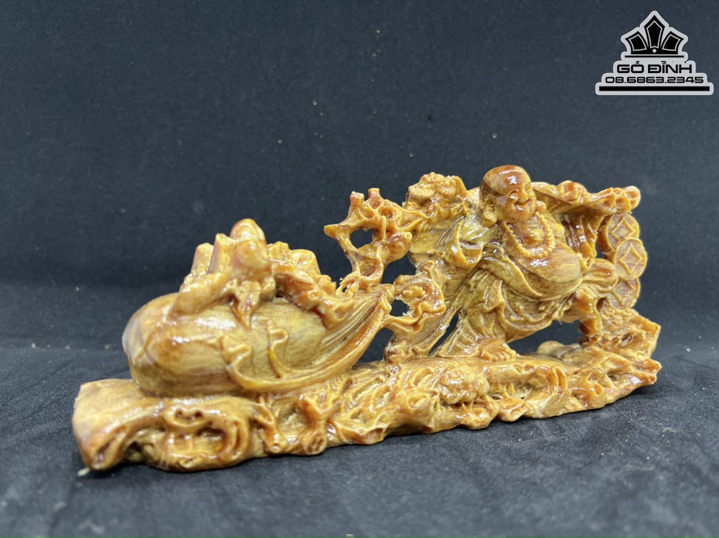 Tượng Di Lặc Kéo Bao Tiền Gỗ Huyết Long Cao 8 Ngang 20 Sâu 5.5 (cm) 1