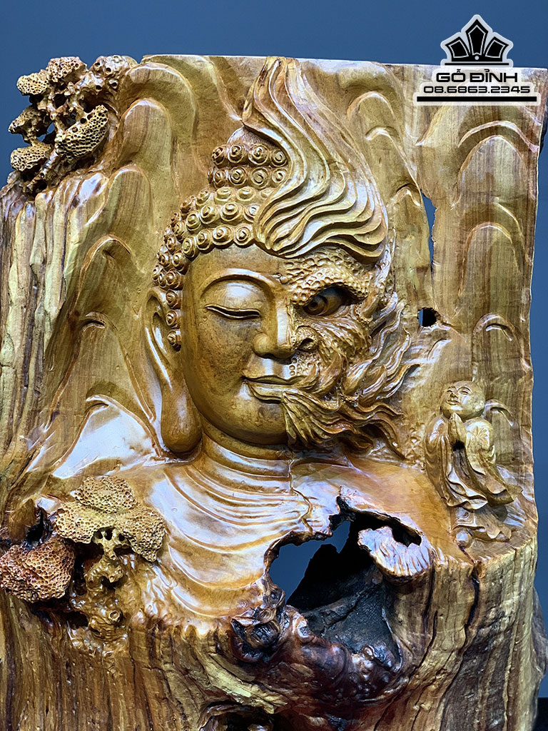 Tượng Thiện Ác Gỗ Hương Việt Cao 73 Ngang 60 Sâu 28 (cm) 1