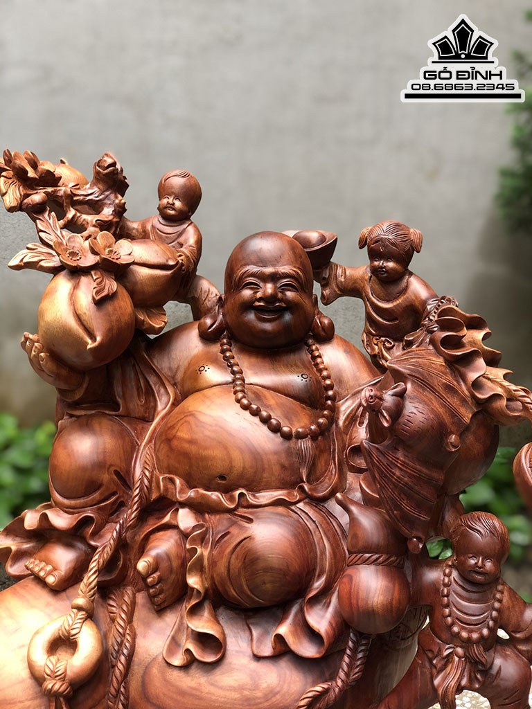Tượng Di Lặc Tam Phúc Gỗ Xá Xị Cao 54 Ngang 70 Sâu 30 (cm) 0
