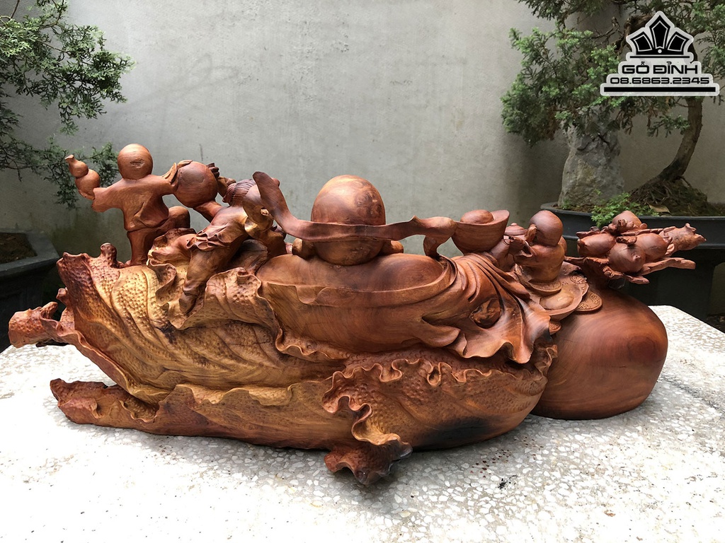 Tượng Di Lặc Vác Cành Đào Gỗ Hương Việt Cao 105 Ngang 130 Sâu 76 (cm) 0