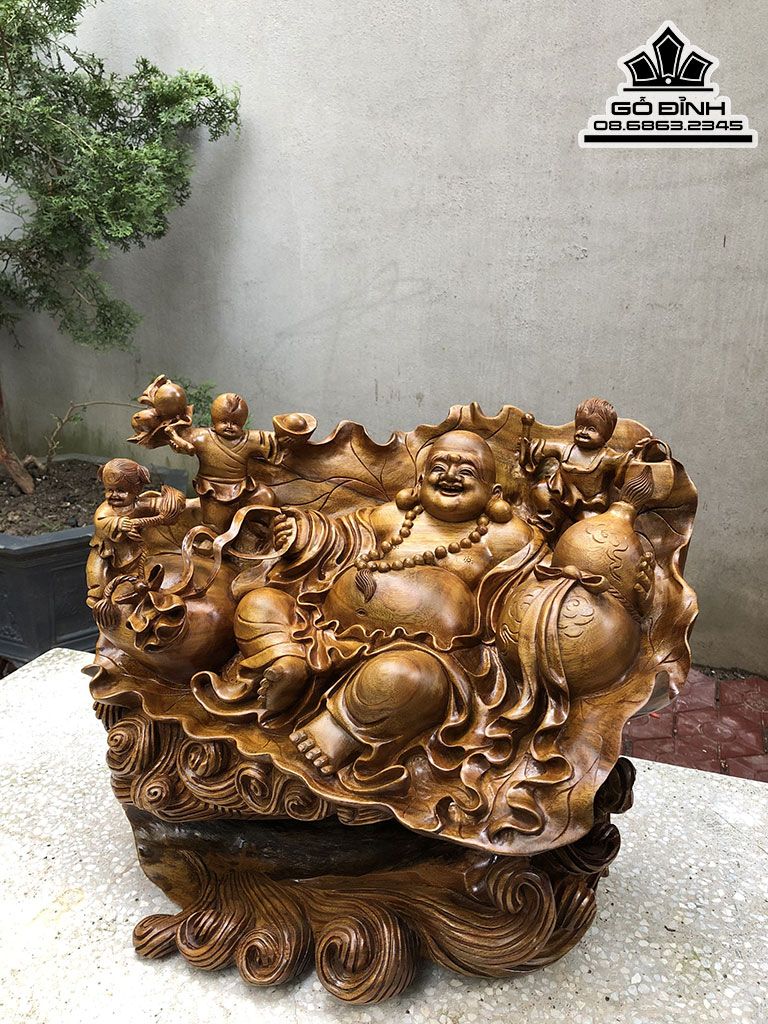 Tượng Phật Di Lặc Gỗ Xá Xị Cao 50 Ngang 58 Sâu 35 (cm) 0