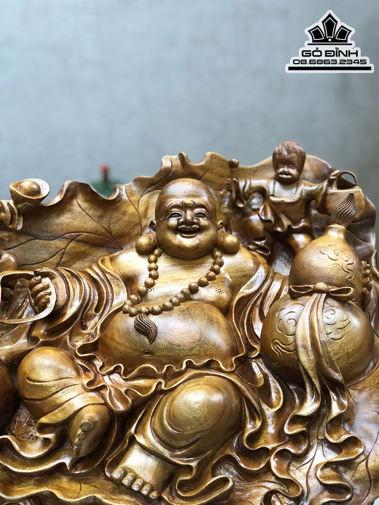 Tượng Phật Di Lặc Gỗ Xá Xị Cao 50 Ngang 58 Sâu 35 (cm) 1