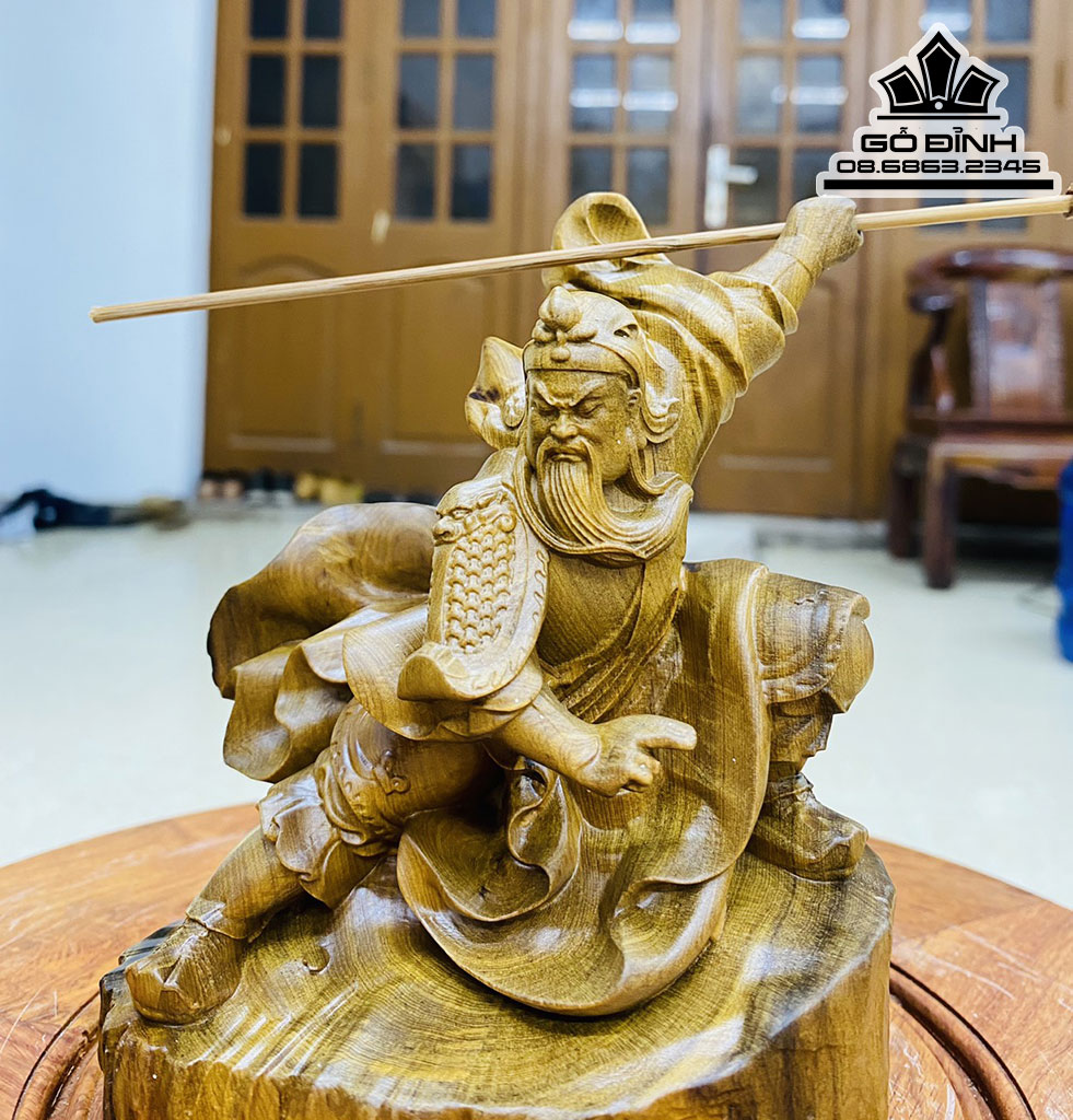 Tượng Quan Công Múa Võ Gỗ Bách Xanh Cao 15 Ngang 11 Sâu 8 (cm) 0