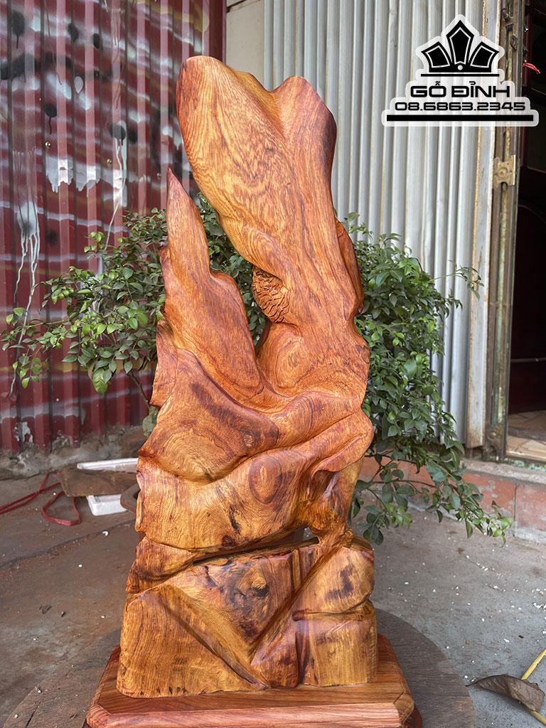 Tượng Đạt Ma Múa Võ Gỗ Hương Việt Nguyên Khối Cao 60 Ngang 27 Sâu 15 Cả Kỷ 65 (cm) 1