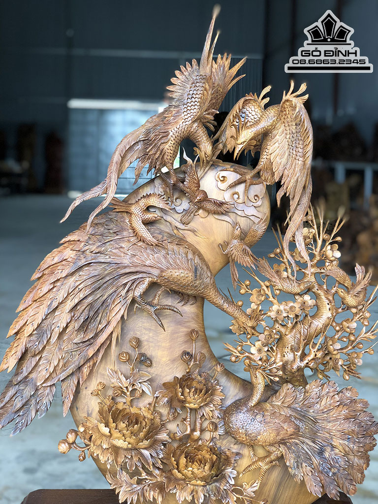 Tượng Phu Thê Viên Mãn Gỗ Bách Xanh Cao 86 Ngang 68 Sâu 18 (cm) 0