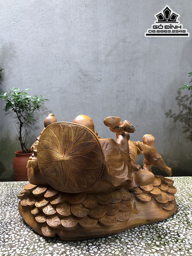 Tượng Phật Di Lặc Tam Phúc Gỗ Bách Xanh Cao 30 Ngang 47 Sâu 28 (cm) 1