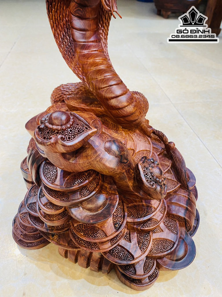 Tượng Rắn Gỗ Cẩm Nguyên Khối Cao 30 Ngang 28 Sâu 28 (cm) 3