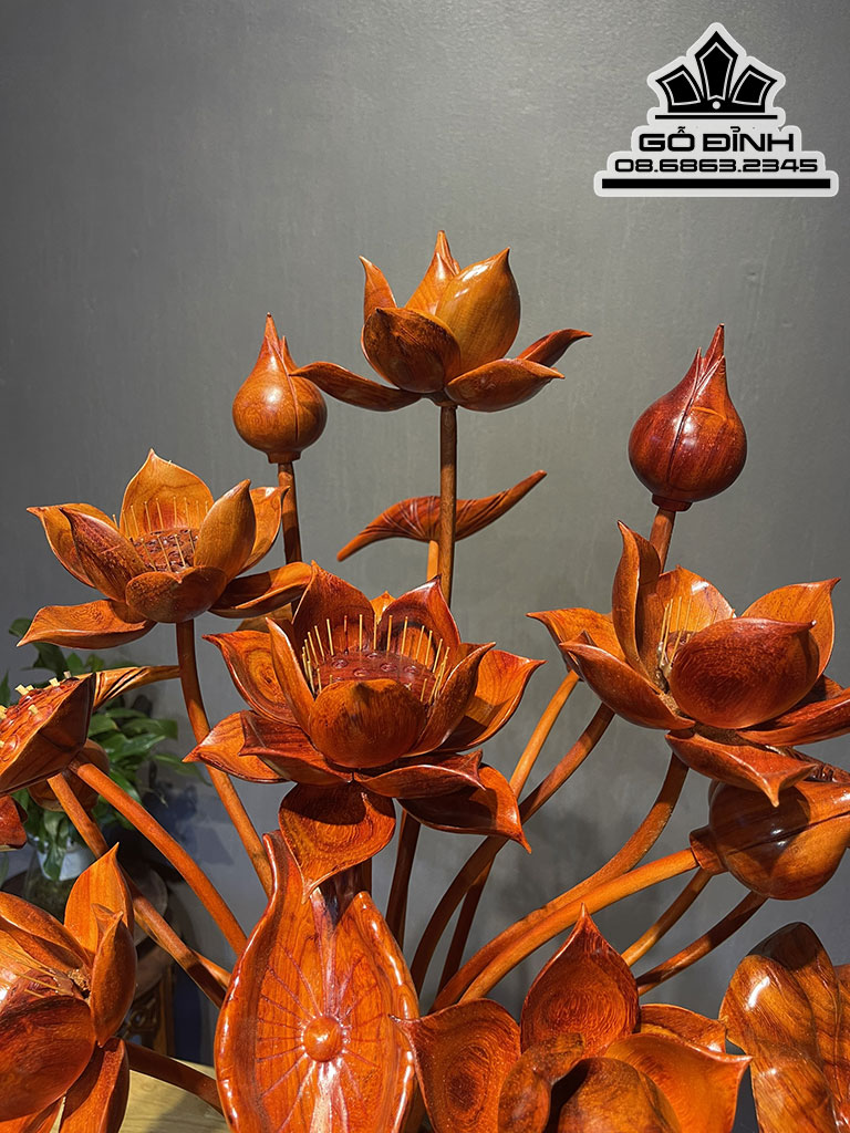 Bình 25 Hoa Sen Gỗ Hương Cao 81 Ngang 60 Sâu 50 (cm) 3