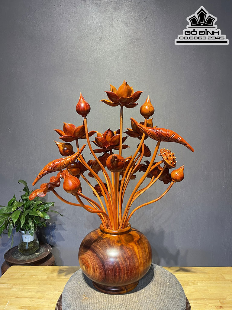 Bình 25 Hoa Sen Gỗ Hương Cao 81 Ngang 60 Sâu 50 (cm) 6