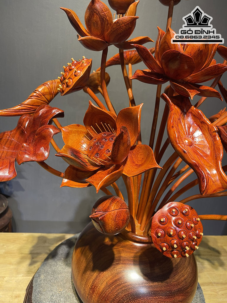 Bình 25 Hoa Sen Gỗ Hương Cao 81 Ngang 60 Sâu 50 (cm) 7