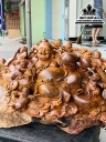 Tượng Phật Di Lặc Cửu Phúc Gỗ Hương Việt Nguyên Khối Ôm Đá Cao 55 Ngang 110 Sâu 50 (cm) 1
