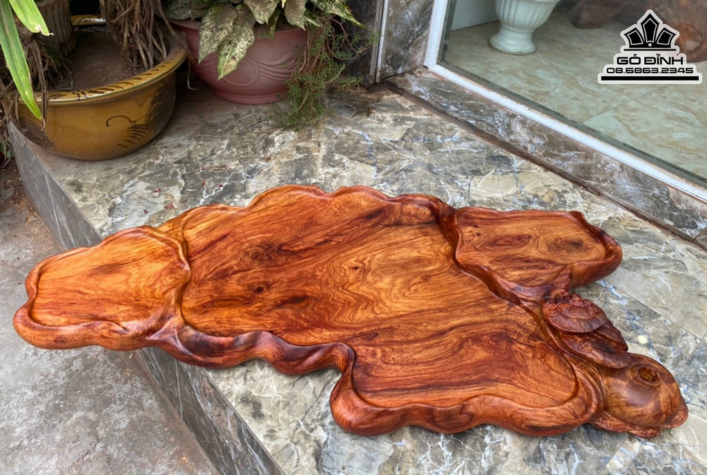 Khay Trà Gỗ Hương Nguyên Khối Cao 12 Ngang 92 Sâu 50 (cm) 0