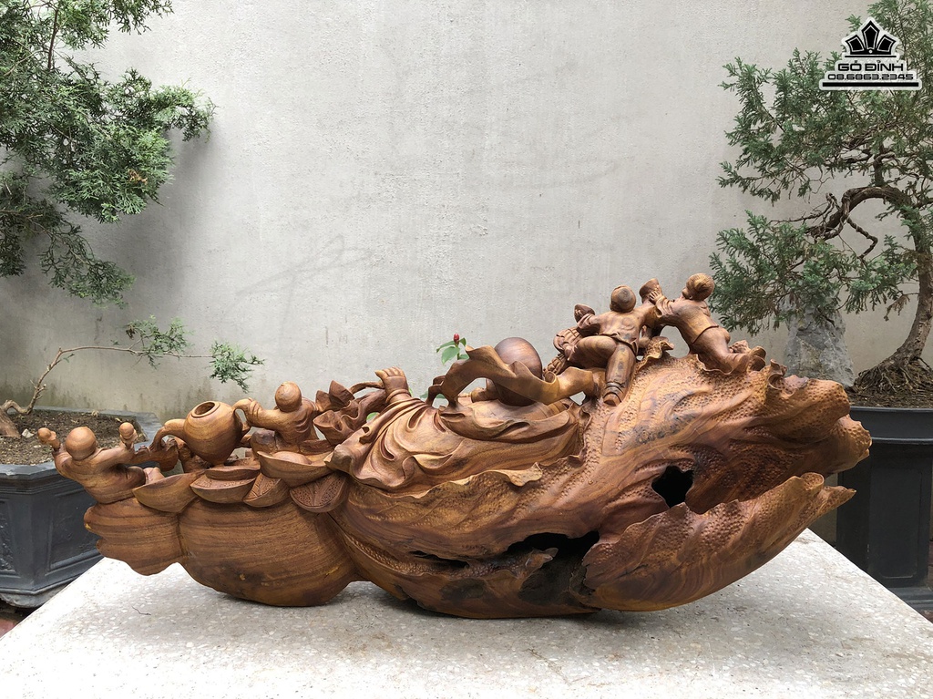 Tượng Di Lặc Ngũ Phúc Gỗ Xá Xị Cao 46 Ngang 100 Sâu 45 (cm) 0