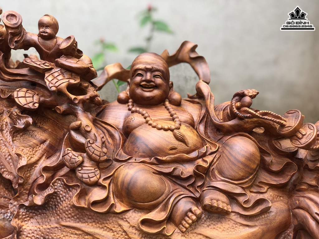 Tượng Di Lặc Ngũ Phúc Gỗ Xá Xị Cao 46 Ngang 100 Sâu 45 (cm) 2