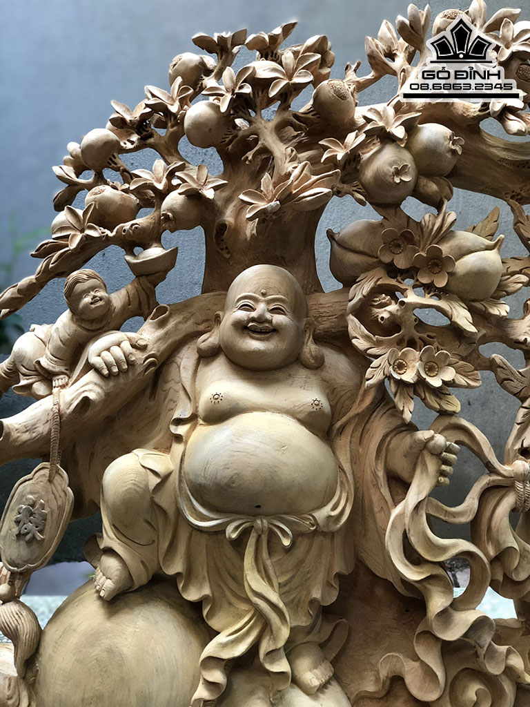 Tượng Phật Di Lặc Ngũ Phúc Gỗ Ngọc Am Cao 65 Ngang 80 Sâu 28 (cm) 1