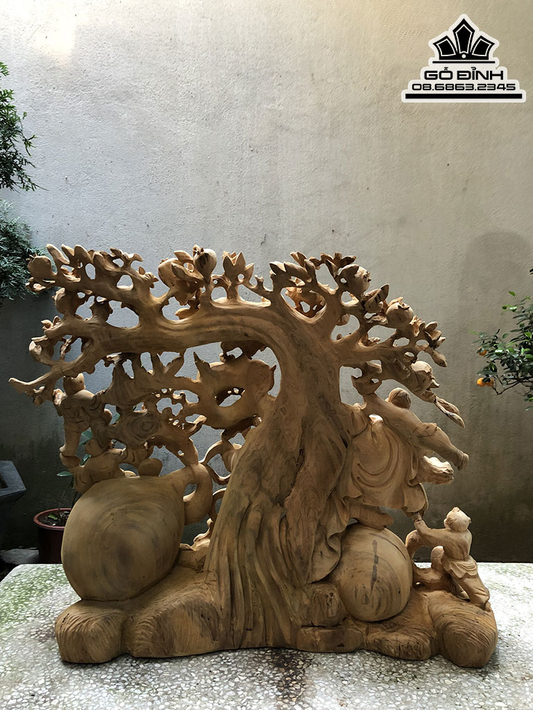 Tượng Phật Di Lặc Ngũ Phúc Gỗ Ngọc Am Cao 65 Ngang 80 Sâu 28 (cm) 2