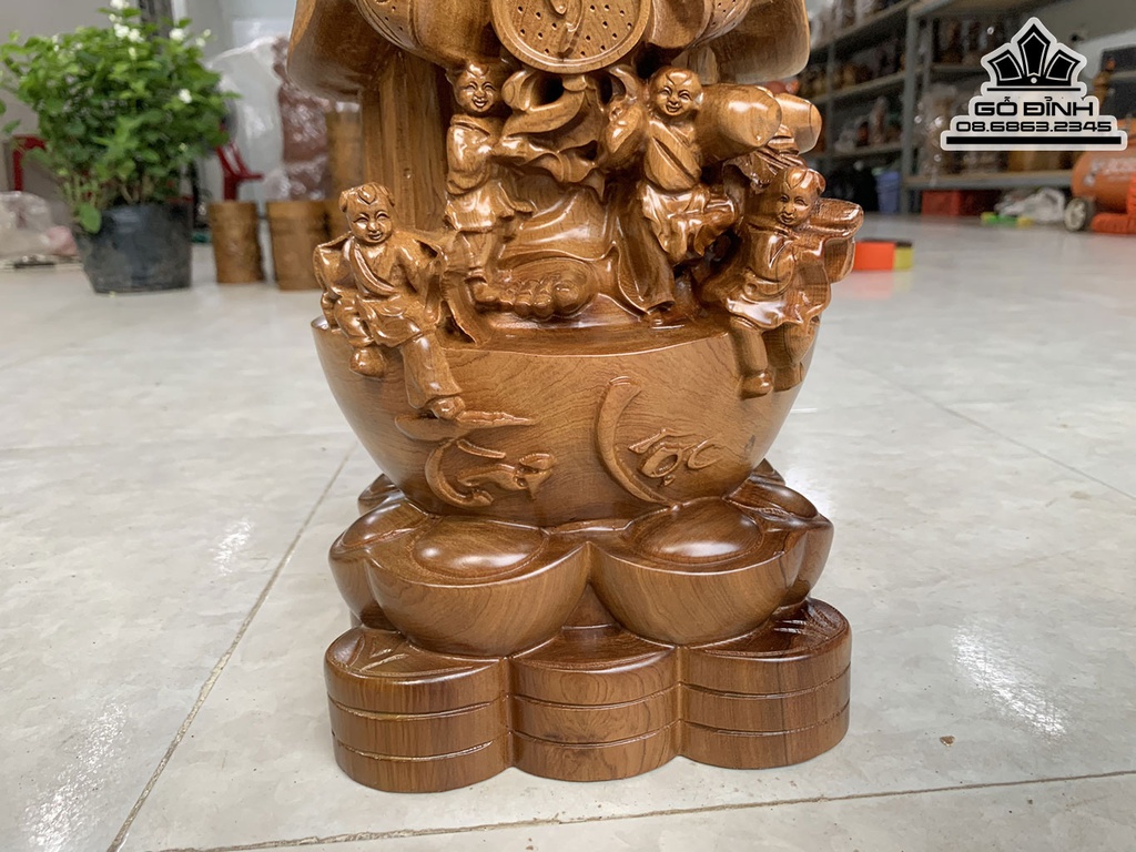 Tượng Phật Di Lặc Chúc Phúc Gỗ Bách Xanh Cao 50 Ngang 18 Sâu 14 (cm) 2