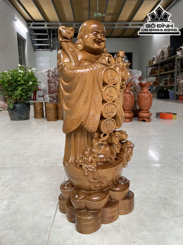 Tượng Phật Di Lặc Chúc Phúc Gỗ Bách Xanh Cao 50 Ngang 18 Sâu 14 (cm) 6