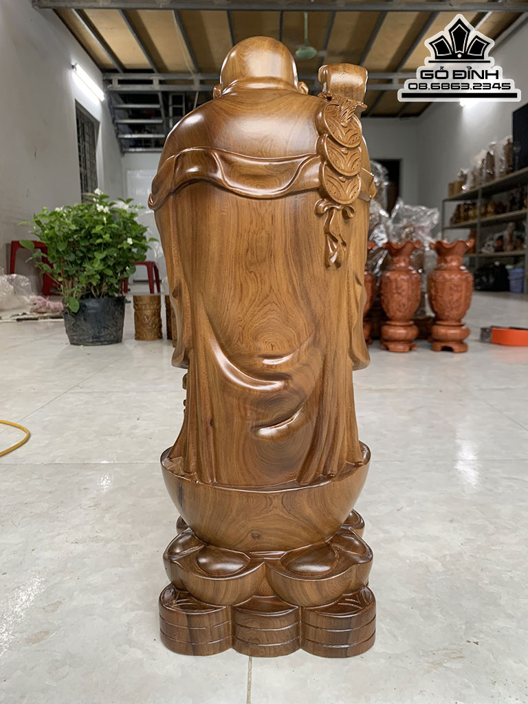 Tượng Phật Di Lặc Chúc Phúc Gỗ Bách Xanh Cao 50 Ngang 18 Sâu 14 (cm) 7