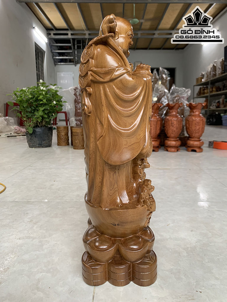 Tượng Phật Di Lặc Chúc Phúc Gỗ Bách Xanh Cao 50 Ngang 18 Sâu 14 (cm)8
