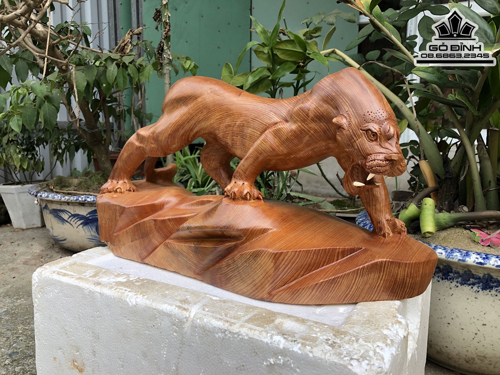 Tượng Báo Gỗ Ngọc Am Cao 25 Ngang 44 Sâu 18 (cm) 2