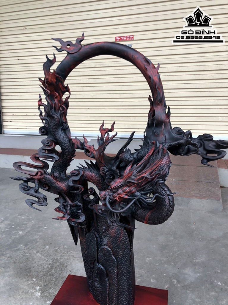 Tượng Rồng Phong Thủy (Nhất Long) Gỗ Trắc Cao 78 Ngang 60 Sâu 27 Cả Kỷ 88 (cm) 0