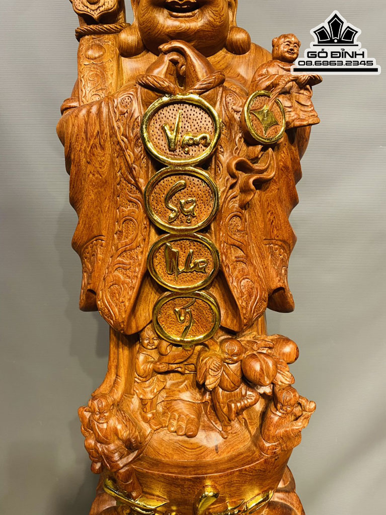 Tượng Phật Di Lặc Chúc Phúc Gỗ Hương Đá Nguyên Khối Cao 100 Ngang 35 Sâu 30 (cm) 0