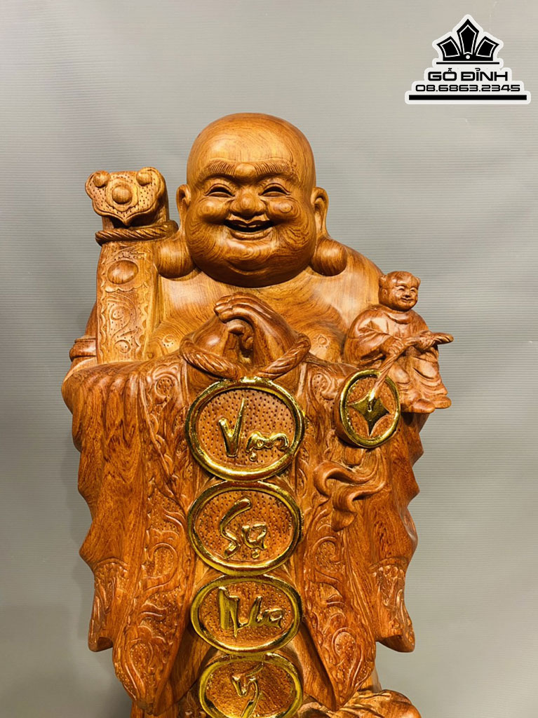 Tượng Phật Di Lặc Chúc Phúc Gỗ Hương Đá Nguyên Khối Cao 100 Ngang 35 Sâu 30 (cm) 5