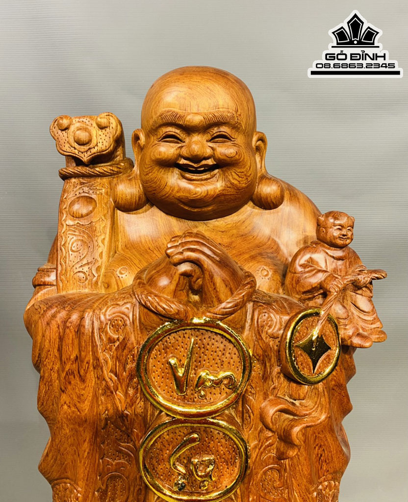 Tượng Phật Di Lặc Chúc Phúc Gỗ Hương Đá Nguyên Khối Cao 100 Ngang 35 Sâu 30 (cm) 6