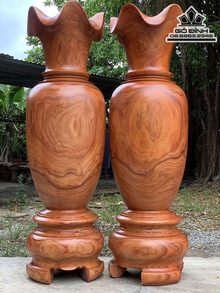 Cặp Lục Bình Gỗ Hương Nguyên Khối Cao 190 Đường Kính 58 (cm) Số 3 0